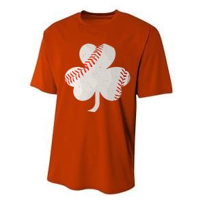 3 Leaf Clover Baseball St Patricks Day Catcher Shamrock Gift Performance Sprint T-Shirt