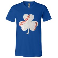 3 Leaf Clover Baseball St Patricks Day Catcher Shamrock Gift V-Neck T-Shirt