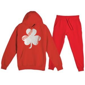 3 Leaf Clover Baseball St Patricks Day Catcher Shamrock Gift Premium Hooded Sweatsuit Set