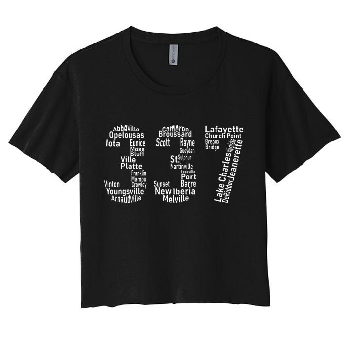 337 Lafayette Lake Charles Louisiana Acadiana Area Code Women's Crop Top Tee