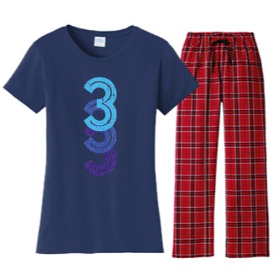 3 Lucky Number 3rd Year Birthday Age Sports Team Women's Flannel Pajama Set