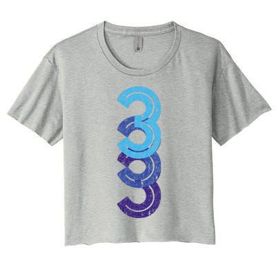 3 Lucky Number 3rd Year Birthday Age Sports Team Women's Crop Top Tee