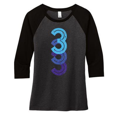 3 Lucky Number 3rd Year Birthday Age Sports Team Women's Tri-Blend 3/4-Sleeve Raglan Shirt