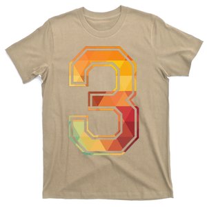 3 Lucky Number Sports Team Low Poly Year Age 3rd Birthday T-Shirt