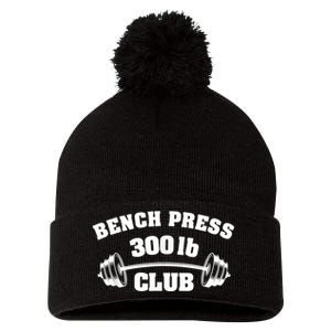 300 Lbs Pound Bench Press Club Gym Weightlifting Powerlift Pom Pom 12in Knit Beanie