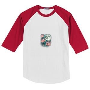 3 Moondeng Baby Hippo Meme Funny Cute Hippopotamus Animal Kids Colorblock Raglan Jersey