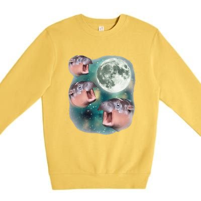 3 Moondeng Baby Hippo Meme Funny Cute Hippopotamus Animal Gift Premium Crewneck Sweatshirt