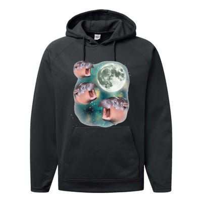 3 Moondeng Baby Hippo Meme Funny Cute Hippopotamus Animal Gift Performance Fleece Hoodie