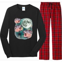 3 Moondeng Baby Hippo Meme Funny Cute Hippopotamus Animal Gift Long Sleeve Pajama Set