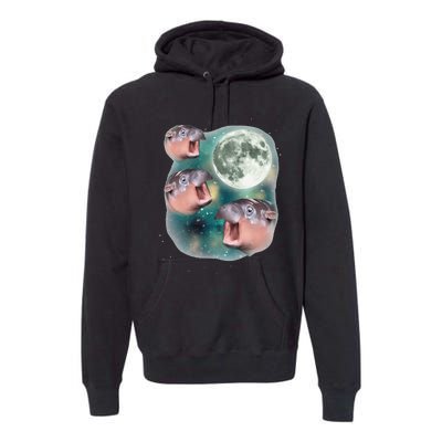 3 Moondeng Baby Hippo Meme Funny Cute Hippopotamus Animal Gift Premium Hoodie