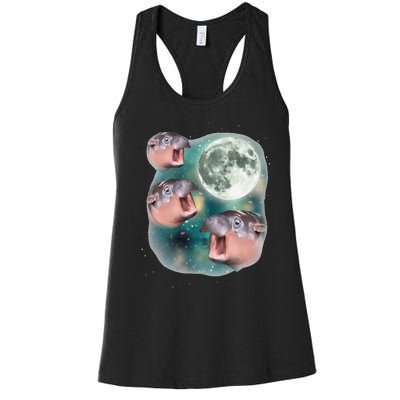 3 Moondeng Baby Hippo Meme Funny Cute Hippopotamus Animal Gift Women's Racerback Tank