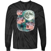 3 Moondeng Baby Hippo Meme Funny Cute Hippopotamus Animal Gift Tie-Dye Long Sleeve Shirt