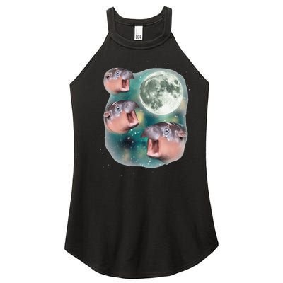 3 Moondeng Baby Hippo Meme Funny Cute Hippopotamus Animal Gift Women's Perfect Tri Rocker Tank