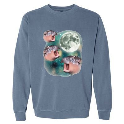 3 Moondeng Baby Hippo Meme Funny Cute Hippopotamus Animal Gift Garment-Dyed Sweatshirt