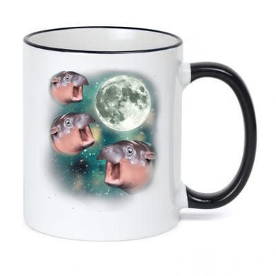 3 Moon Deng Baby Hippo Meme Funny Cute Hippopotamus Animal 11oz Black Color Changing Mug