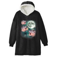 3 Moon Deng Baby Hippo Meme Funny Cute Hippopotamus Animal Hooded Wearable Blanket