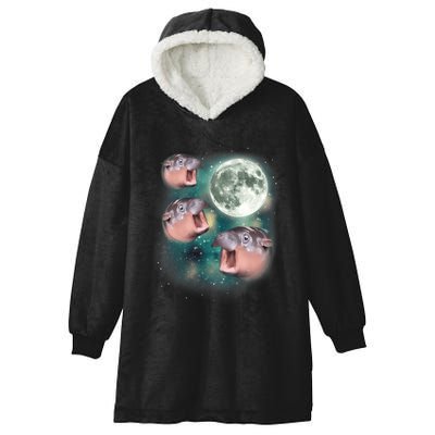 3 Moon Deng Baby Hippo Meme Funny Cute Hippopotamus Animal Hooded Wearable Blanket