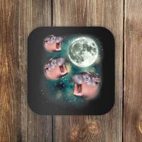 3 Moon Deng Baby Hippo Meme Funny Cute Hippopotamus Animal Coaster