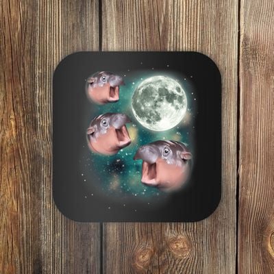 3 Moon Deng Baby Hippo Meme Funny Cute Hippopotamus Animal Coaster