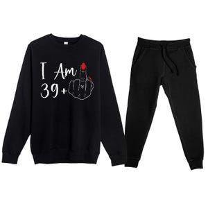 39+1 Middle Finger The Ultimate 40th Birthday Gift Premium Crewneck Sweatsuit Set