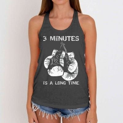 3 Minutes Is A Long Time Funny Boxing Women's Knotted Racerback Tank