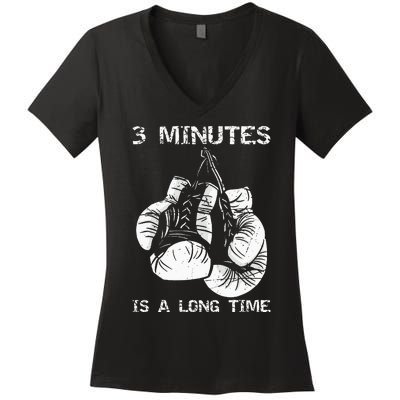 3 Minutes Is A Long Time Funny Boxing Women's V-Neck T-Shirt