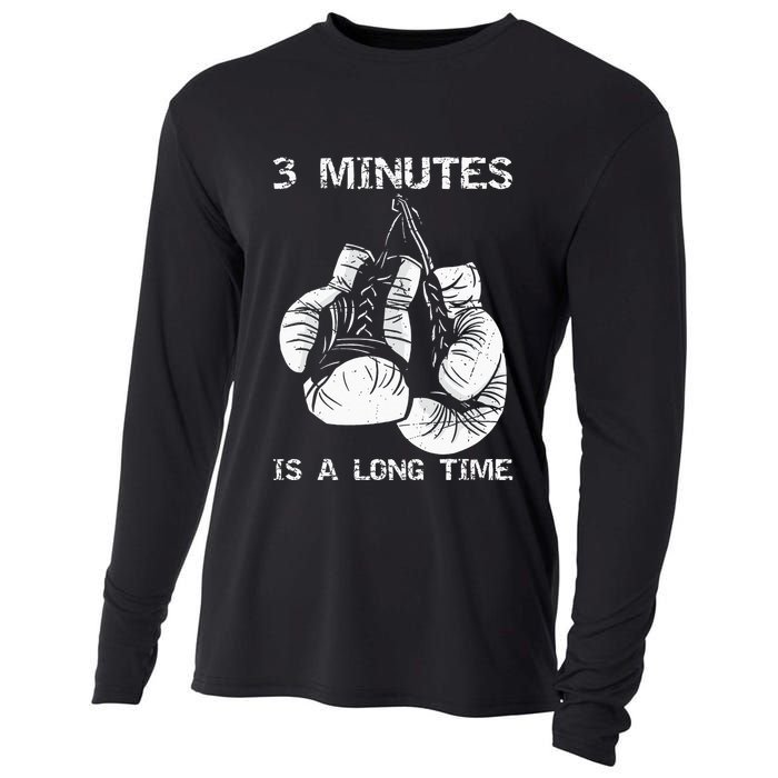 3 Minutes Is A Long Time Funny Boxing Cooling Performance Long Sleeve Crew