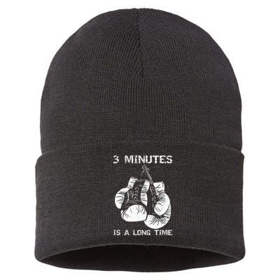 3 Minutes Is A Long Time Funny Boxing Sustainable Knit Beanie