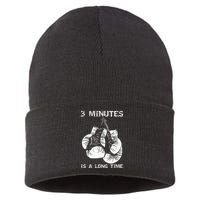 3 Minutes Is A Long Time Funny Boxing Sustainable Knit Beanie
