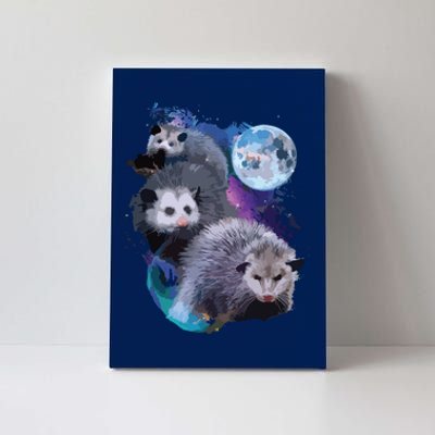 3 Moon Opossum Funny Marsupial Rodent Opossum Art Canvas