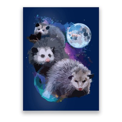 3 Moon Opossum Funny Marsupial Rodent Opossum Art Poster