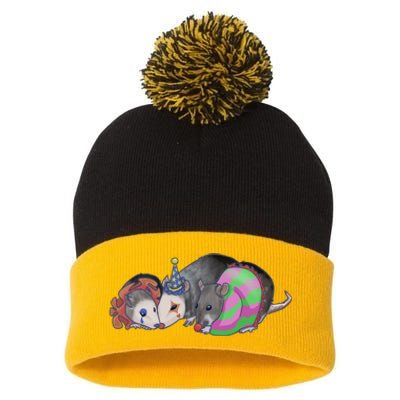 3 Mischievous Rat Pom Pom 12in Knit Beanie