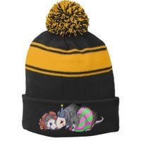 3 Mischievous Rat Stripe Pom Pom Beanie