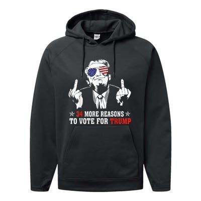 34 More Reasons To Vote For Trump Usa Flag 4th Of July Performance Fleece Hoodie