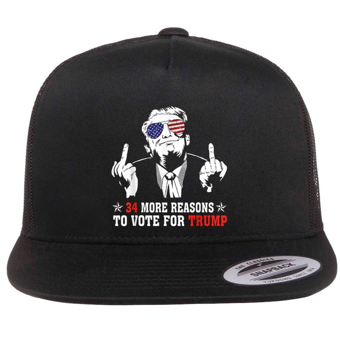 34 More Reasons To Vote For Trump Usa Flag 4th Of July Flat Bill Trucker Hat