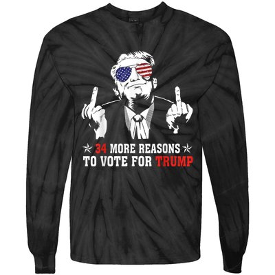 34 More Reasons To Vote For Trump Usa Flag 4th Of July Tie-Dye Long Sleeve Shirt