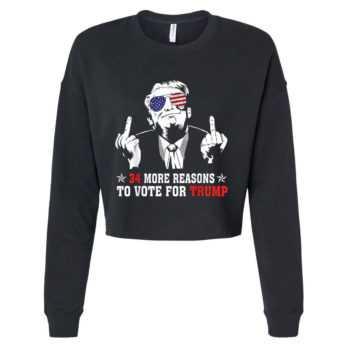 34 More Reasons To Vote For Trump Usa Flag 4th Of July Cropped Pullover Crew