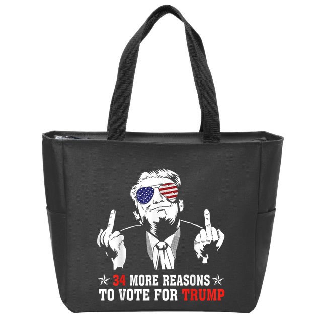 34 More Reasons To Vote For Trump Usa Flag 4th Of July Zip Tote Bag