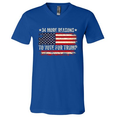 34 More Reasons To Vote For Trump Us Flag V-Neck T-Shirt