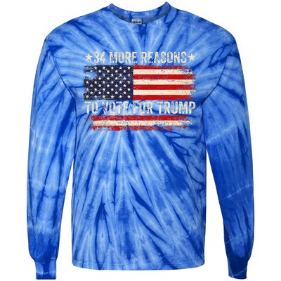 34 More Reasons To Vote For Trump Us Flag Tie-Dye Long Sleeve Shirt