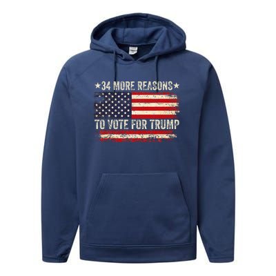 34 More Reasons To Vote For Trump Us Flag Performance Fleece Hoodie