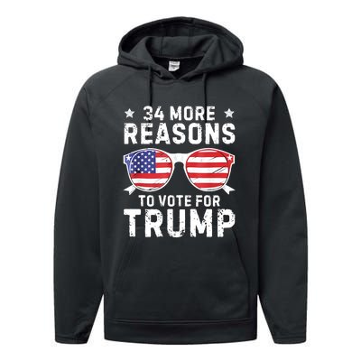 34 More Reasons To Vote For Trump Retro Trump 2024 Convicted Felon Performance Fleece Hoodie