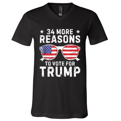 34 More Reasons To Vote For Trump Retro Trump 2024 Convicted Felon V-Neck T-Shirt