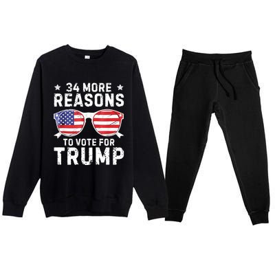 34 More Reasons To Vote For Trump Retro Trump 2024 Convicted Felon Premium Crewneck Sweatsuit Set