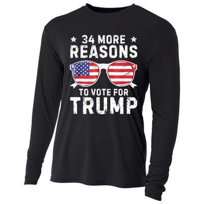 34 More Reasons To Vote For Trump Retro Trump 2024 Convicted Felon Cooling Performance Long Sleeve Crew