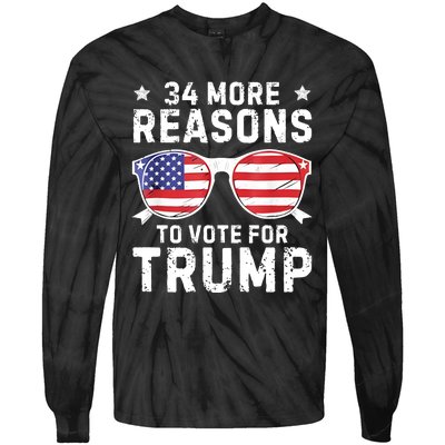 34 More Reasons To Vote For Trump Retro Trump 2024 Convicted Felon Tie-Dye Long Sleeve Shirt