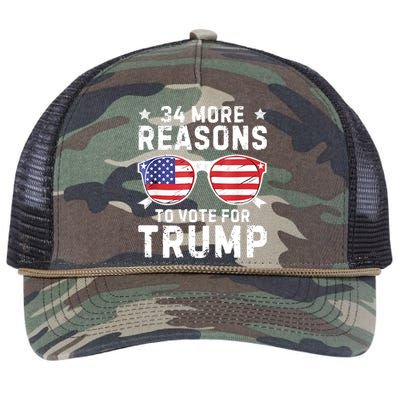 34 More Reasons To Vote For Trump Retro Trump 2024 Convicted Felon Retro Rope Trucker Hat Cap