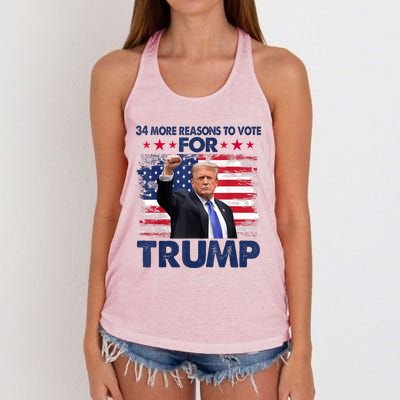 34 More Reasons To Vote For Trump Convicted Felon Trump 2024 Women's Knotted Racerback Tank