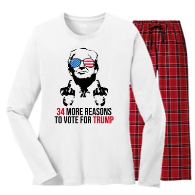 34 More Reasons To Vote For Trump Funny Election Women's Long Sleeve Flannel Pajama Set 