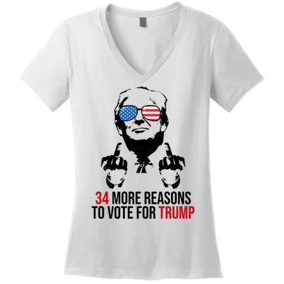 34 More Reasons To Vote For Trump Funny Election Women's V-Neck T-Shirt